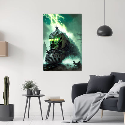 Zombie Train Poster – Hellforge Executor | Awe-Inspiring Wall Art for Sci-Fi & Fantasy Train Enthusiasts | Unique and Exclusive Artwork