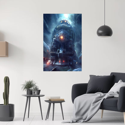Post-Apocalyptic Train Poster – Winterborn Thunderheart | Awe-Inspiring Wall Art for Sci-Fi & Fantasy Train Enthusiasts | Unique and Exclusive Artwork