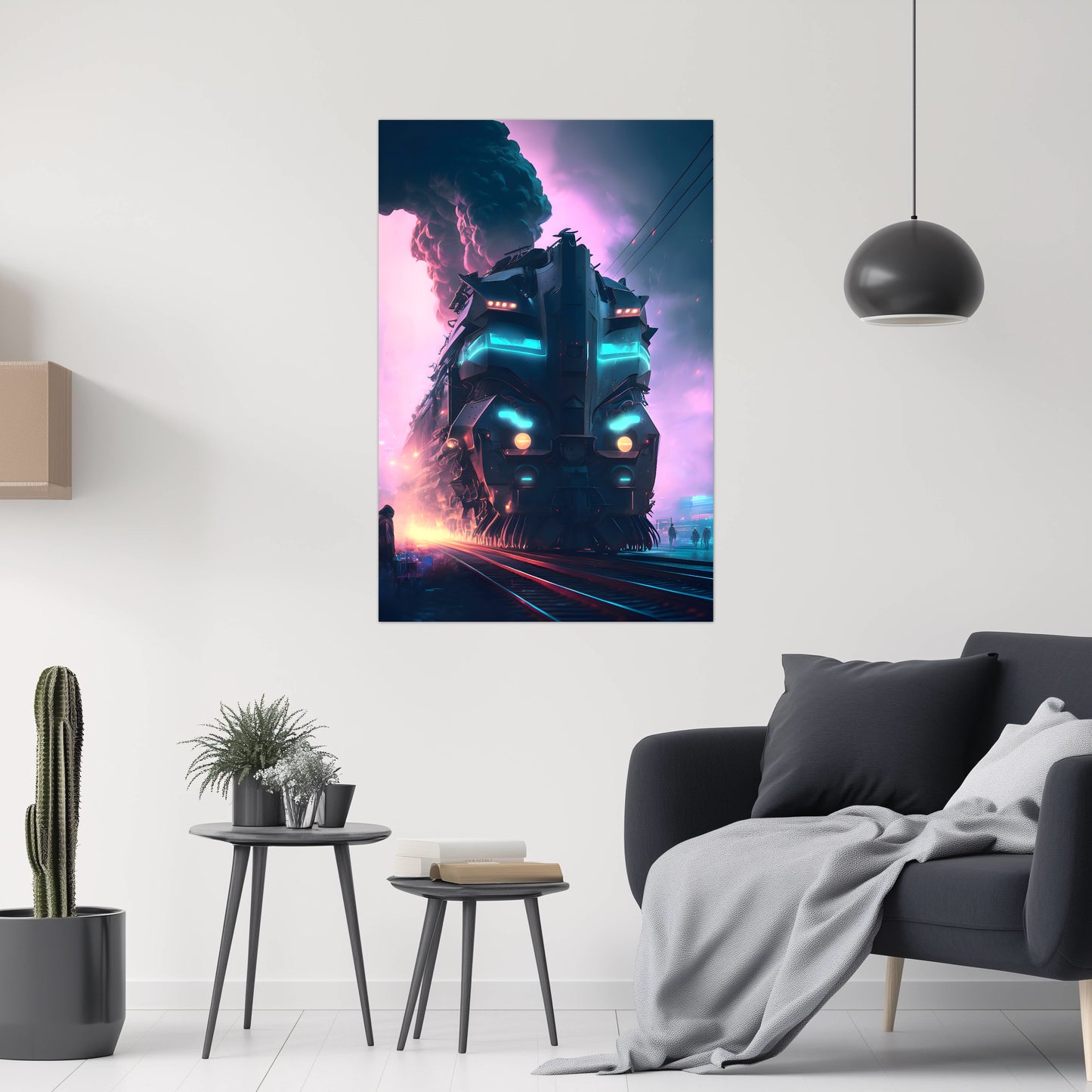 Cyberpunk Train Poster – Neon Hauler | Awe-Inspiring Wall Art for Sci-Fi & Fantasy Train Enthusiasts | Unique and Exclusive Artwork