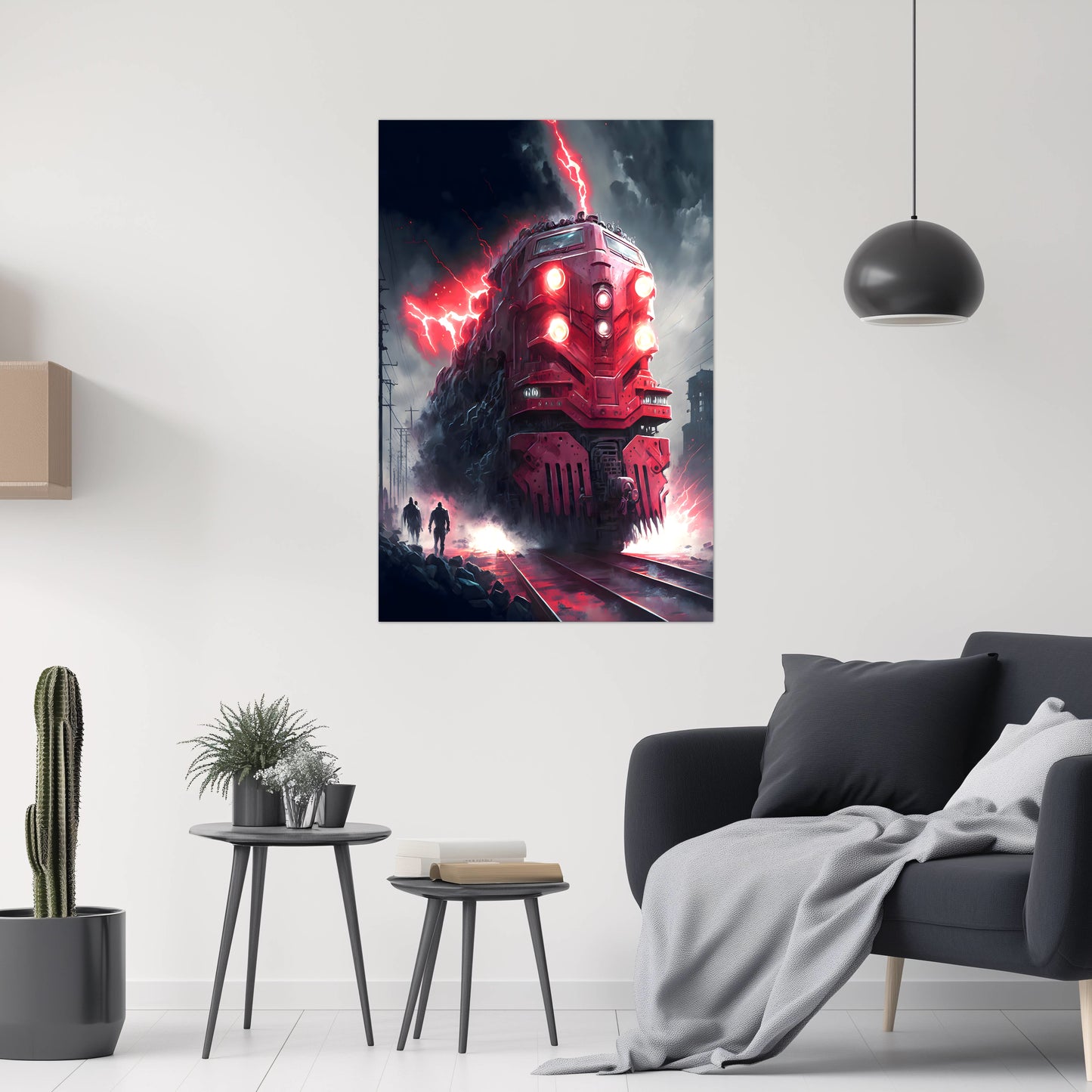 Wasteland Train Poster – Crimson Maelstrom | Awe-Inspiring Wall Art for Sci-Fi & Fantasy Train Enthusiasts | Unique and Exclusive Artwork