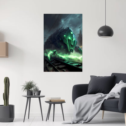 Zombie Train Poster – Darkclad Adjudicator | Awe-Inspiring Wall Art for Sci-Fi & Fantasy Train Enthusiasts | Unique and Exclusive Artwork