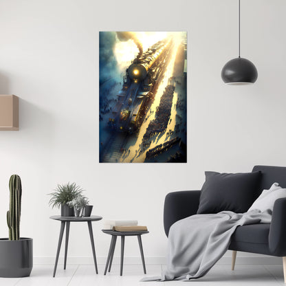 Steampunk Train Poster – Behemoth Boy | Awe-Inspiring Wall Art for Sci-Fi & Fantasy Train Enthusiasts | Unique and Exclusive Artwork