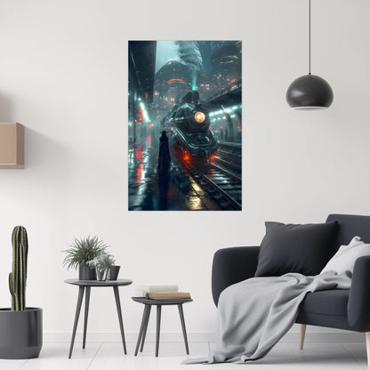 Dystopia Train Poster – Solarwind Express | Awe-Inspiring Wall Art for Sci-Fi & Fantasy Train Enthusiasts | Unique and Exclusive Artwork