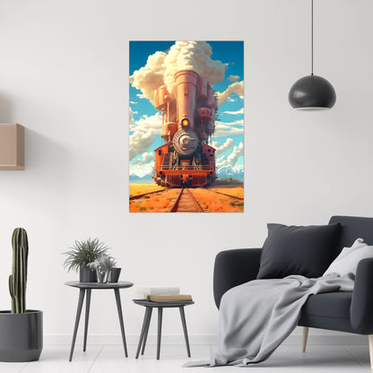Steampunk Train Poster – Buffalo | Awe-Inspiring Wall Art for Sci-Fi & Fantasy Train Enthusiasts | Unique and Exclusive Artwork