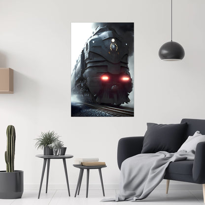 Dystopia Train Poster – Grimbringer Thunderclad | Awe-Inspiring Wall Art for Sci-Fi & Fantasy Train Enthusiasts | Unique and Exclusive Artwork