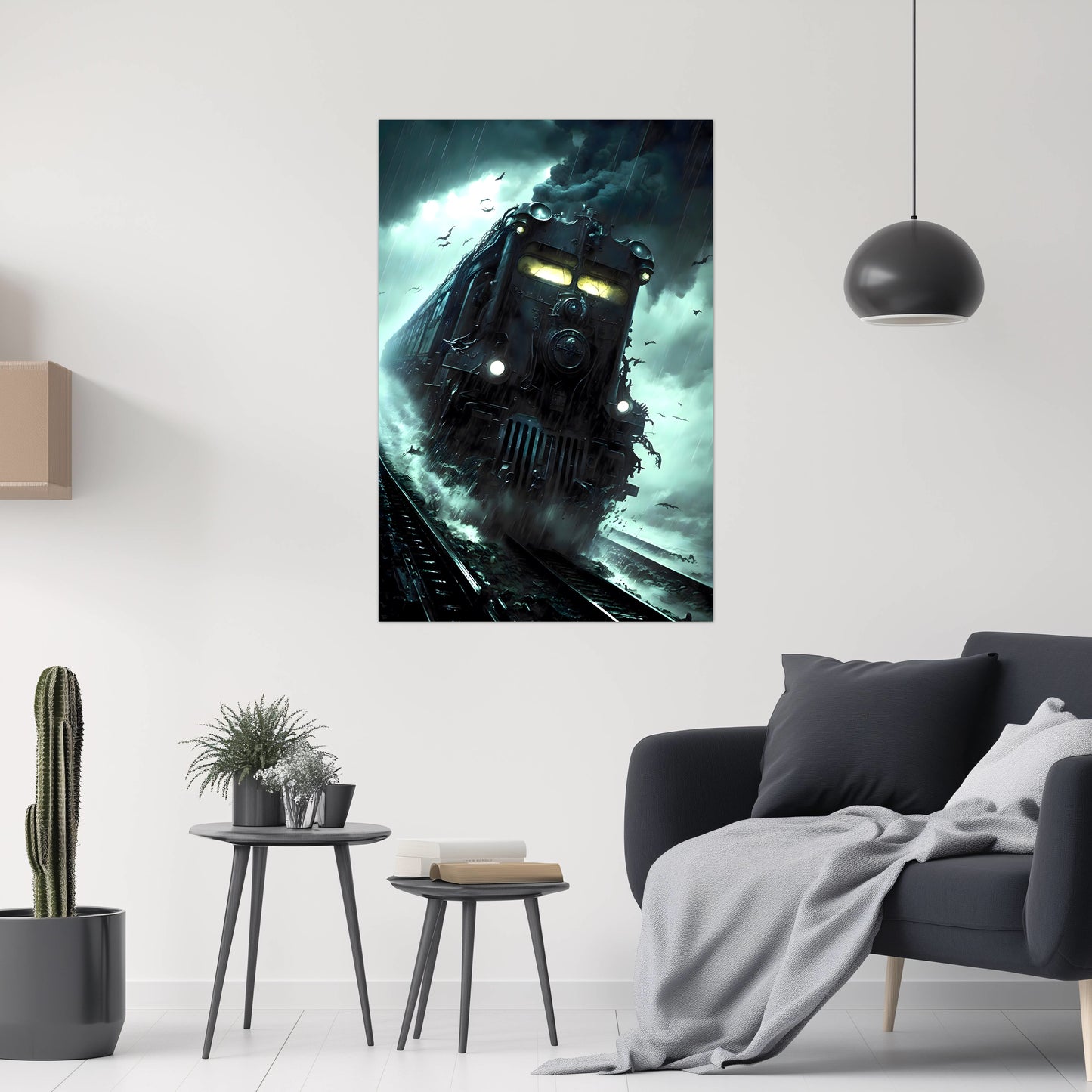 Zombie Train Poster – The Grim Hauler | Awe-Inspiring Wall Art for Sci-Fi & Fantasy Train Enthusiasts | Unique and Exclusive Artwork