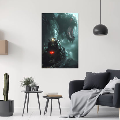 Fantasy Train Poster – Dragonbane Express | Awe-Inspiring Wall Art for Sci-Fi & Fantasy Train Enthusiasts | Unique and Exclusive Artwork