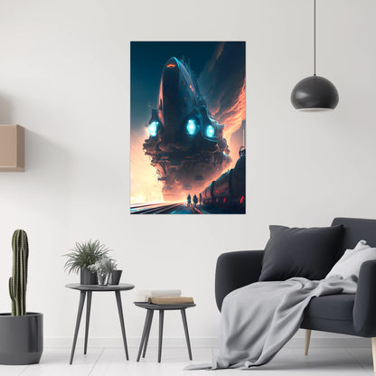 Cyberpunk Train Poster – Hyperion Elysian Metrocore | Awe-Inspiring Wall Art for Sci-Fi & Fantasy Train Enthusiasts | Unique and Exclusive Artwork