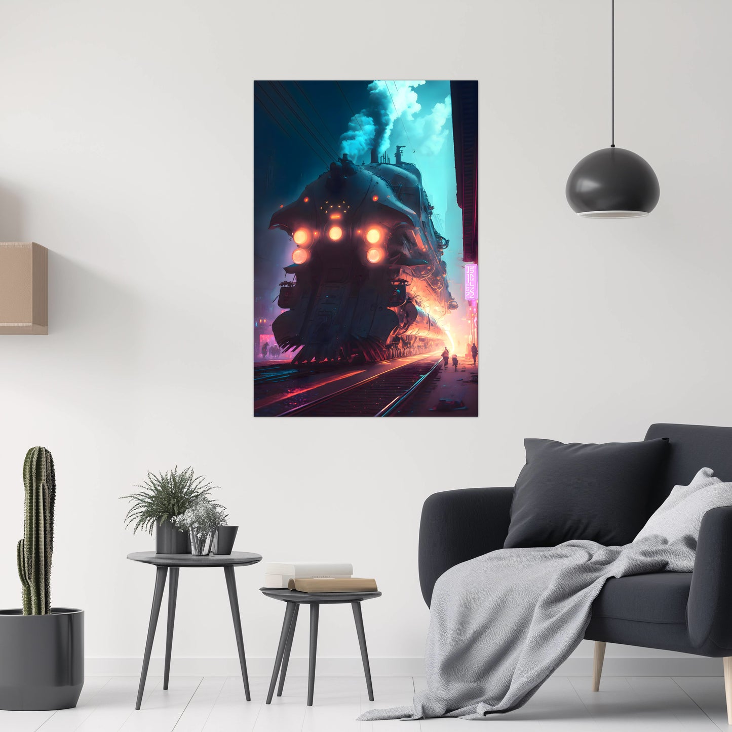 Cyberpunk Train Poster – Chromeshell Nightcrawler | Awe-Inspiring Wall Art for Sci-Fi & Fantasy Train Enthusiasts | Unique and Exclusive Artwork