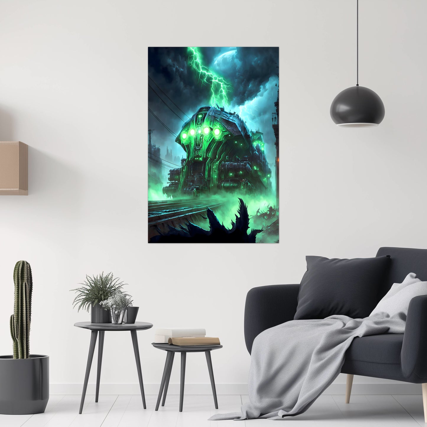 Zombie Train Poster – The Warp Architect | Awe-Inspiring Wall Art for Sci-Fi & Fantasy Train Enthusiasts | Unique and Exclusive Artwork