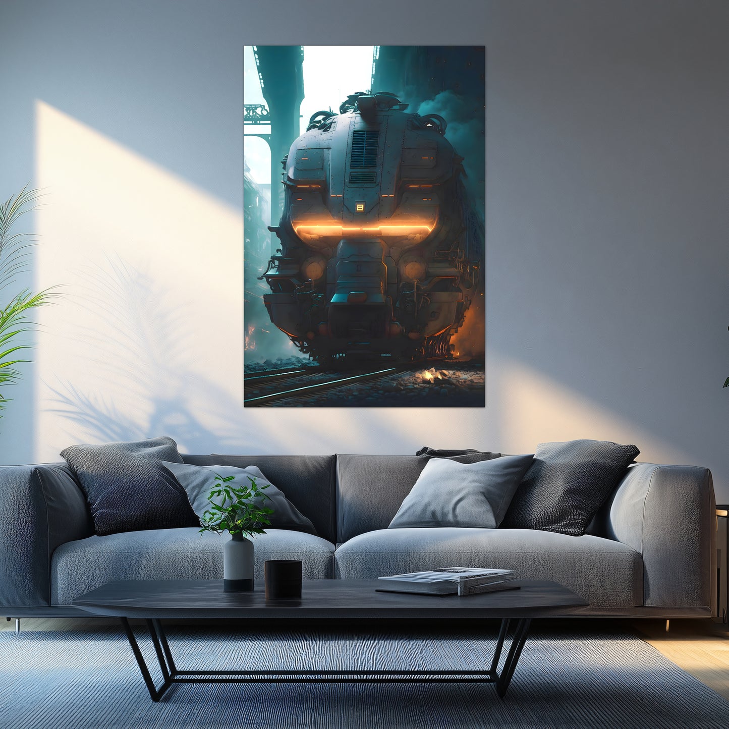 Cyberpunk Train Poster – Dreadpulse  Omnihauler | Awe-Inspiring Wall Art for Sci-Fi & Fantasy Train Enthusiasts | Unique and Exclusive Artwork
