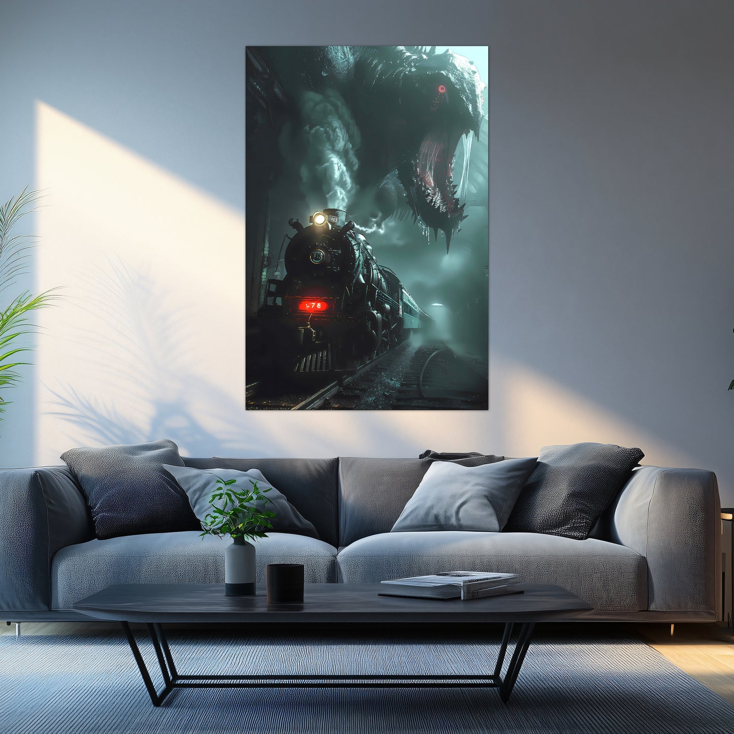 Fantasy Train Poster – Dragonbane Express | Awe-Inspiring Wall Art for Sci-Fi & Fantasy Train Enthusiasts | Unique and Exclusive Artwork