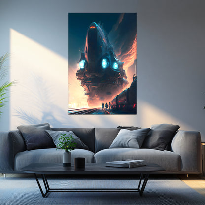 Cyberpunk Train Poster – Hyperion Elysian Metrocore | Awe-Inspiring Wall Art for Sci-Fi & Fantasy Train Enthusiasts | Unique and Exclusive Artwork
