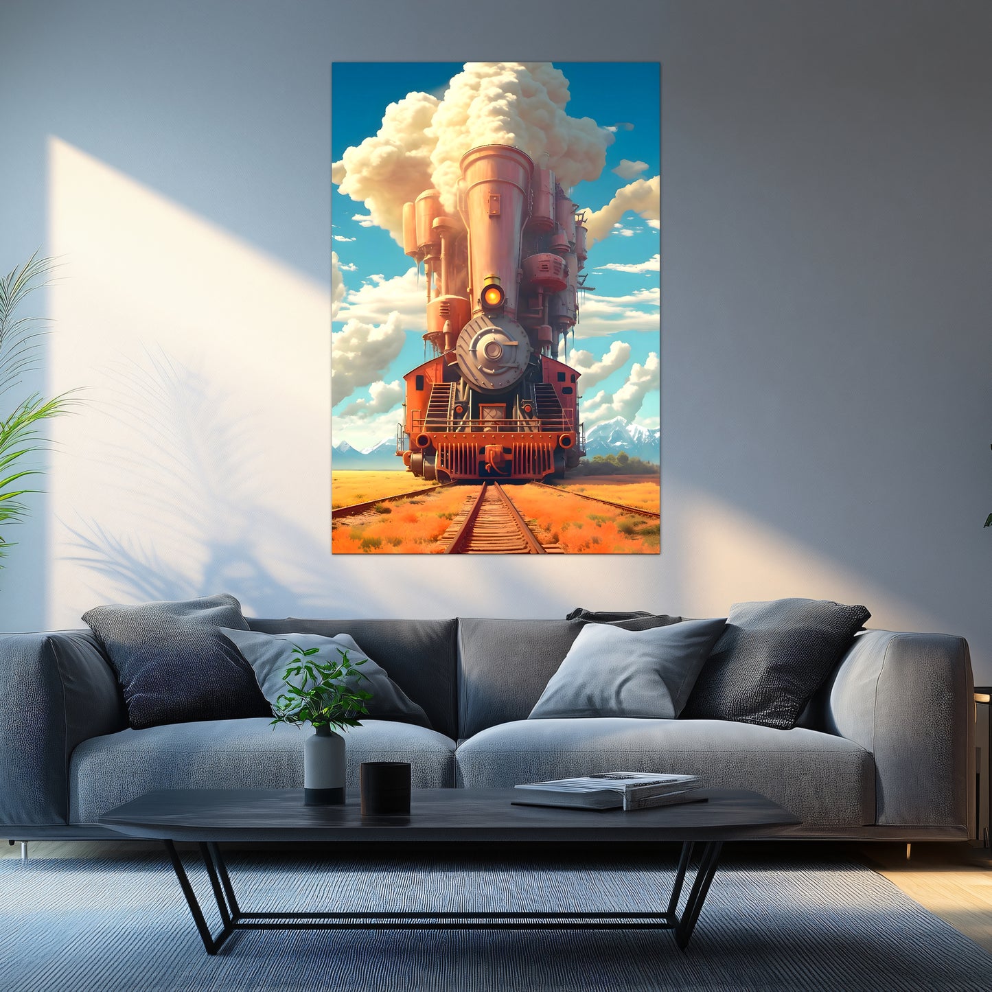 Steampunk Train Poster – Buffalo | Awe-Inspiring Wall Art for Sci-Fi & Fantasy Train Enthusiasts | Unique and Exclusive Artwork