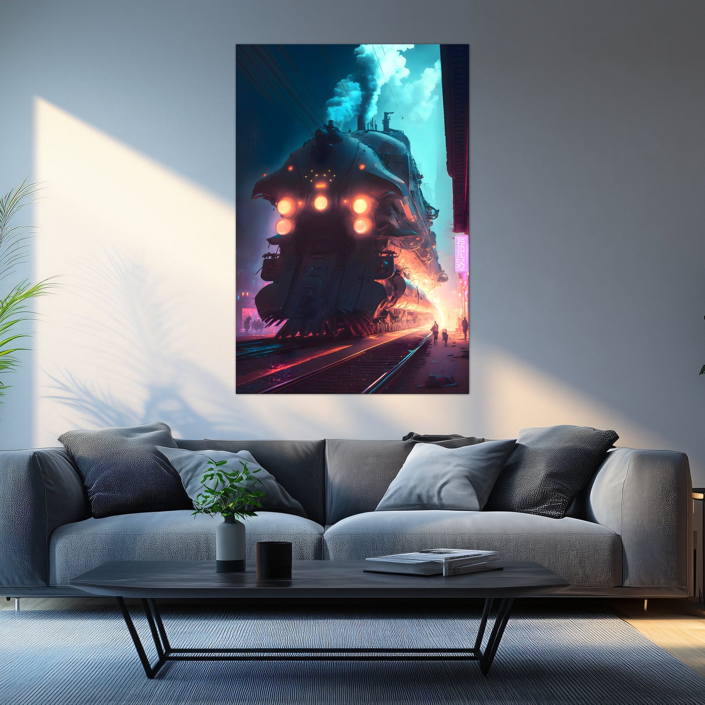 Cyberpunk Train Poster – Chromeshell Nightcrawler | Awe-Inspiring Wall Art for Sci-Fi & Fantasy Train Enthusiasts | Unique and Exclusive Artwork