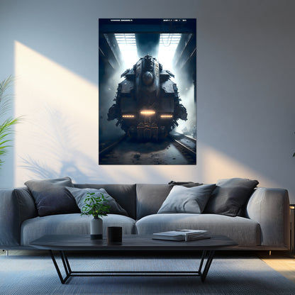 Diesel Train Poster – Aeternum Custos | Awe-Inspiring Wall Art for Sci-Fi & Fantasy Train Enthusiasts | Unique and Exclusive Artwork