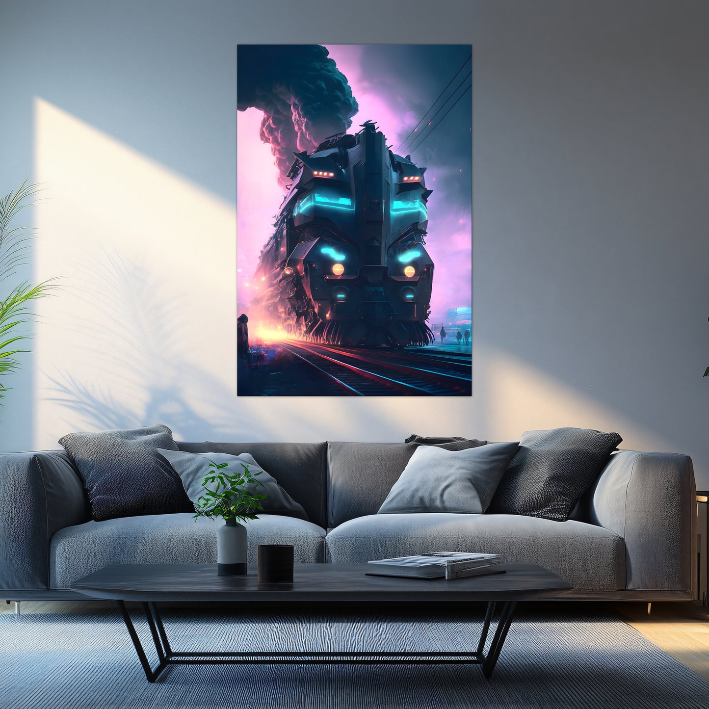 Cyberpunk Train Poster – Neon Hauler | Awe-Inspiring Wall Art for Sci-Fi & Fantasy Train Enthusiasts | Unique and Exclusive Artwork