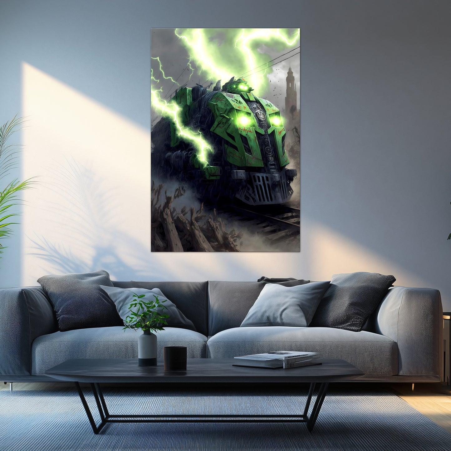 Zombie Train Poster – Shadowbane Revenant | Awe-Inspiring Wall Art for Sci-Fi & Fantasy Train Enthusiasts | Unique and Exclusive Artwork
