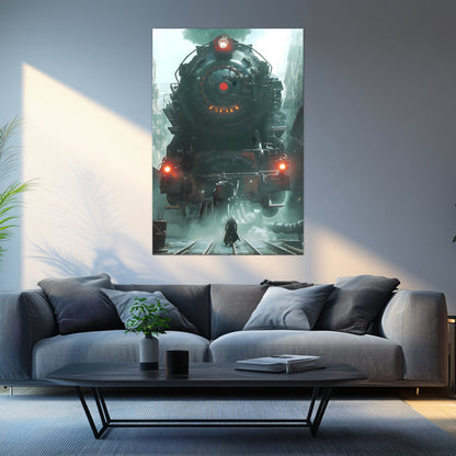 Dystopia Train Poster – Iron Predator | Awe-Inspiring Wall Art for Sci-Fi & Fantasy Train Enthusiasts | Unique and Exclusive Artwork
