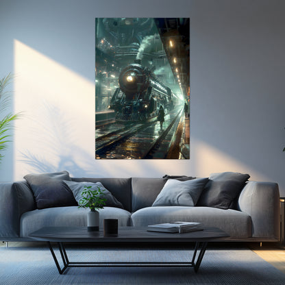 Dystopia Train Poster – Stellar Odyssey | Awe-Inspiring Wall Art for Sci-Fi & Fantasy Train Enthusiasts | Unique and Exclusive Artwork