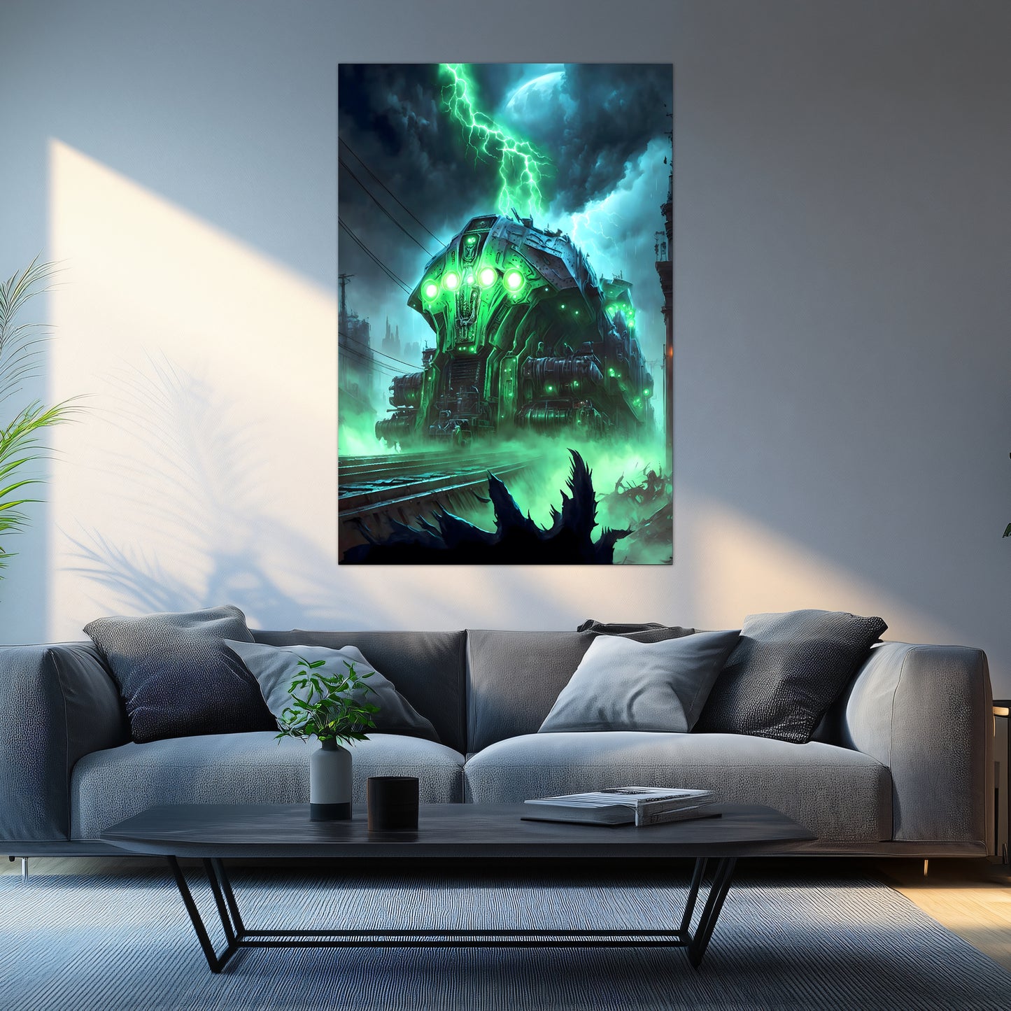 Zombie Train Poster – The Warp Architect | Awe-Inspiring Wall Art for Sci-Fi & Fantasy Train Enthusiasts | Unique and Exclusive Artwork