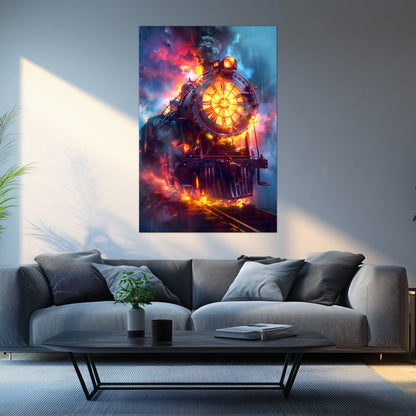 Steampunk Train Poster – Eternal Engine | Awe-Inspiring Wall Art for Sci-Fi & Fantasy Train Enthusiasts | Unique and Exclusive Artwork