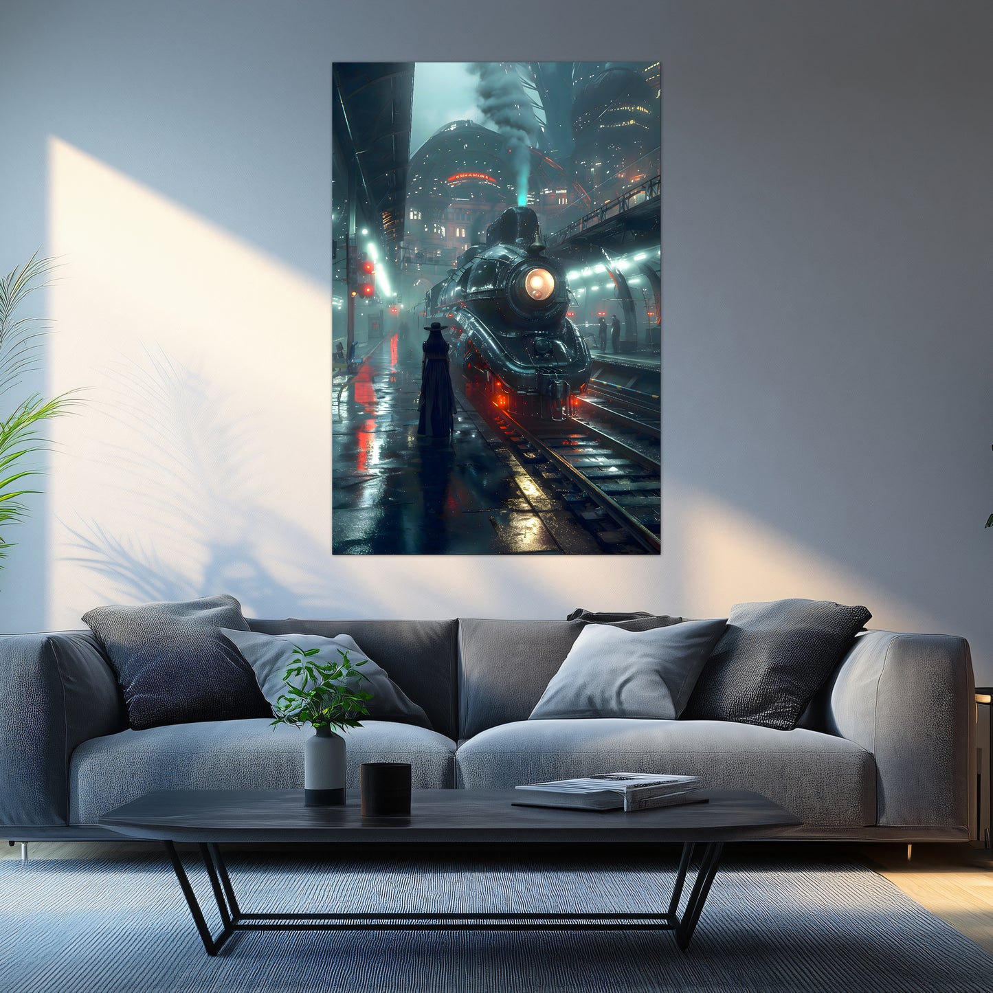 Dystopia Train Poster – Solarwind Express | Awe-Inspiring Wall Art for Sci-Fi & Fantasy Train Enthusiasts | Unique and Exclusive Artwork