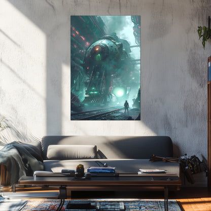 Cyberpunk Train Poster – Epitome One | Awe-Inspiring Wall Art for Sci-Fi & Fantasy Train Enthusiasts | Unique and Exclusive Artwork