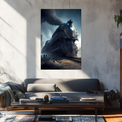 Dystopia Train Poster – Titanforge Paladin | Awe-Inspiring Wall Art for Sci-Fi & Fantasy Train Enthusiasts | Unique and Exclusive Artwork
