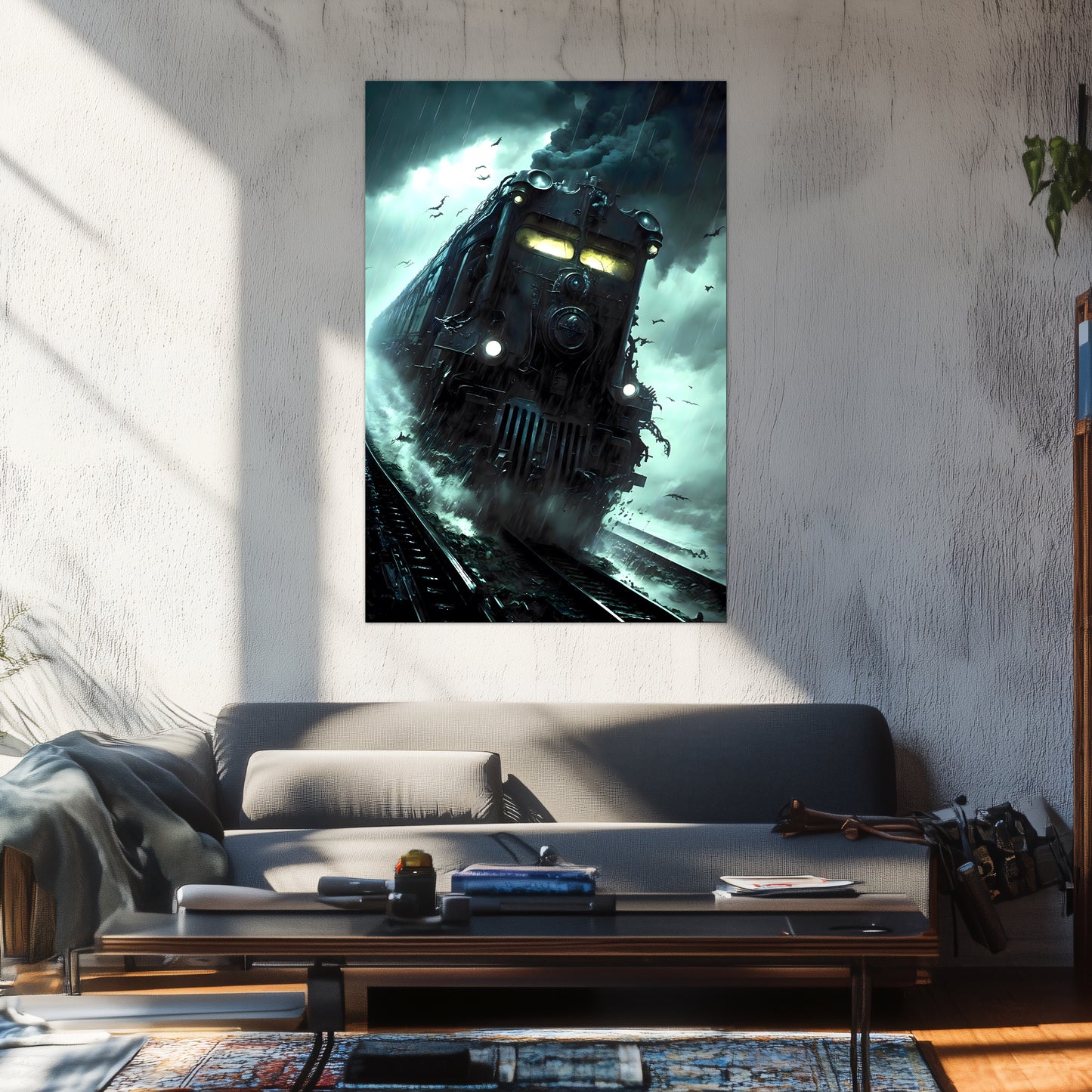 Zombie Train Poster – The Grim Hauler | Awe-Inspiring Wall Art for Sci-Fi & Fantasy Train Enthusiasts | Unique and Exclusive Artwork
