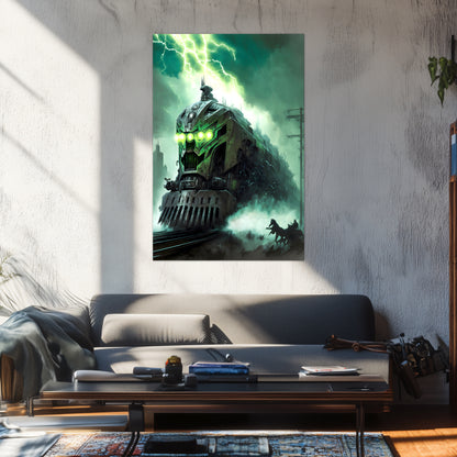 Zombie Train Poster – Hellforge Executor | Awe-Inspiring Wall Art for Sci-Fi & Fantasy Train Enthusiasts | Unique and Exclusive Artwork