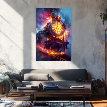 Steampunk Train Poster – Eternal Engine | Awe-Inspiring Wall Art for Sci-Fi & Fantasy Train Enthusiasts | Unique and Exclusive Artwork