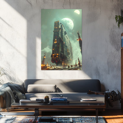 Dystopia Train Poster – The Moonbringer | Awe-Inspiring Wall Art for Sci-Fi & Fantasy Train Enthusiasts | Unique and Exclusive Artwork