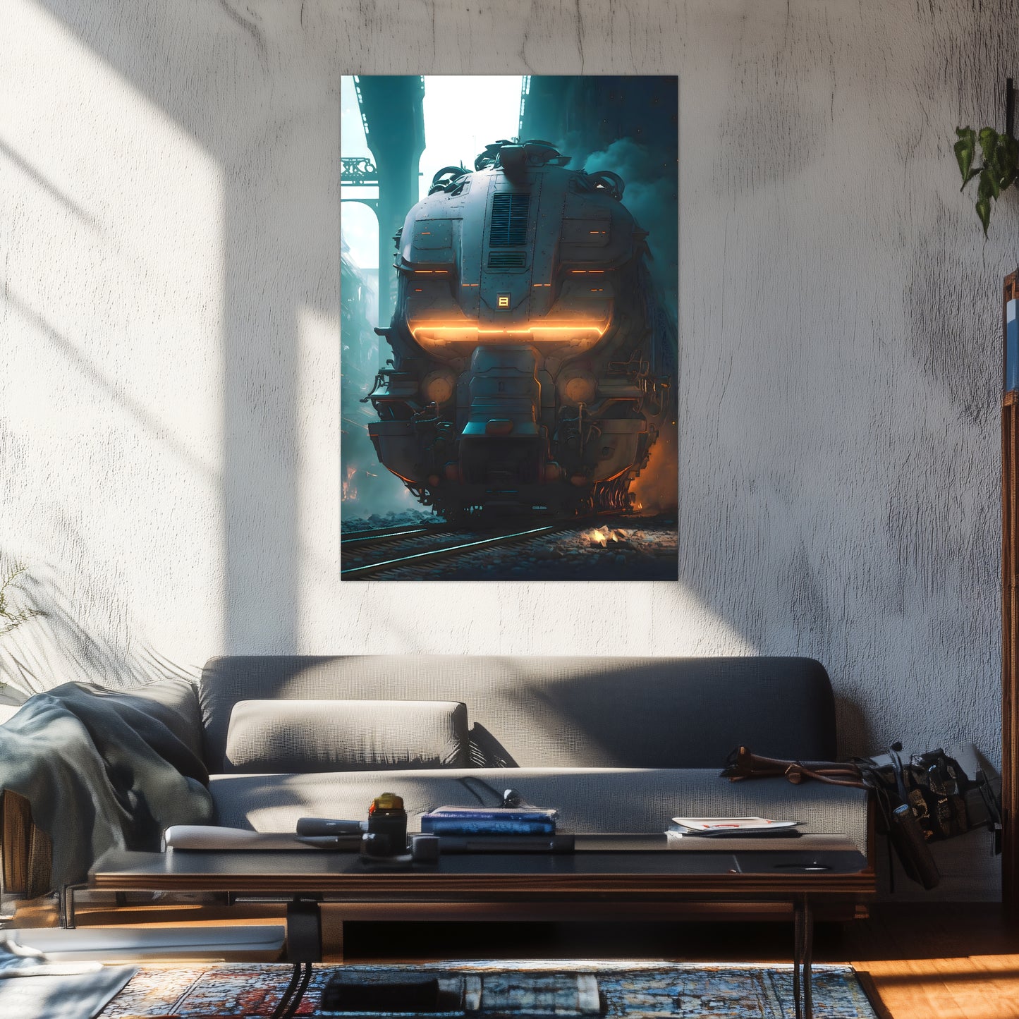 Cyberpunk Train Poster – Dreadpulse  Omnihauler | Awe-Inspiring Wall Art for Sci-Fi & Fantasy Train Enthusiasts | Unique and Exclusive Artwork