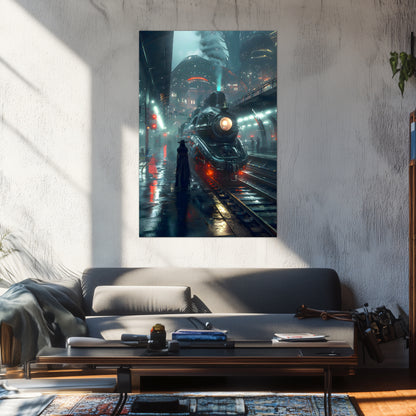 Dystopia Train Poster – Solarwind Express | Awe-Inspiring Wall Art for Sci-Fi & Fantasy Train Enthusiasts | Unique and Exclusive Artwork