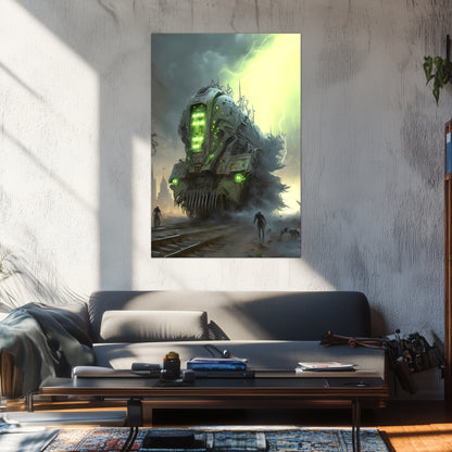 Zombie Train Poster – The Wraithcore Necrohauler | Awe-Inspiring Wall Art for Sci-Fi & Fantasy Train Enthusiasts | Unique and Exclusive Artwork