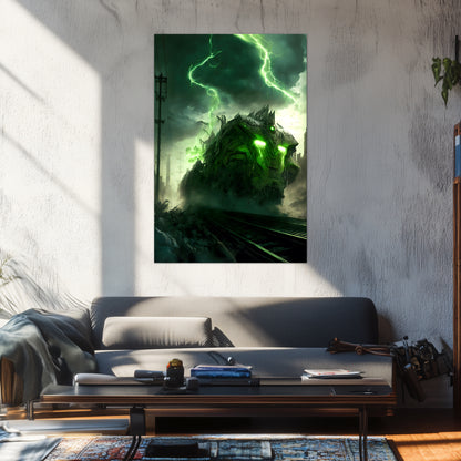 Zombie Train Poster – Wraithstorm Oppressor | Awe-Inspiring Wall Art for Sci-Fi & Fantasy Train Enthusiasts | Unique and Exclusive Artwork