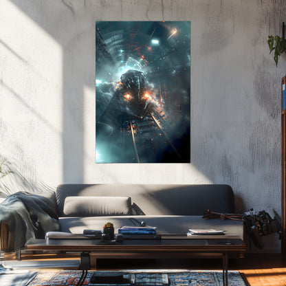 Cyberpunk Train Poster – Nightblade Crusader | Awe-Inspiring Wall Art for Sci-Fi & Fantasy Train Enthusiasts | Unique and Exclusive Artwork