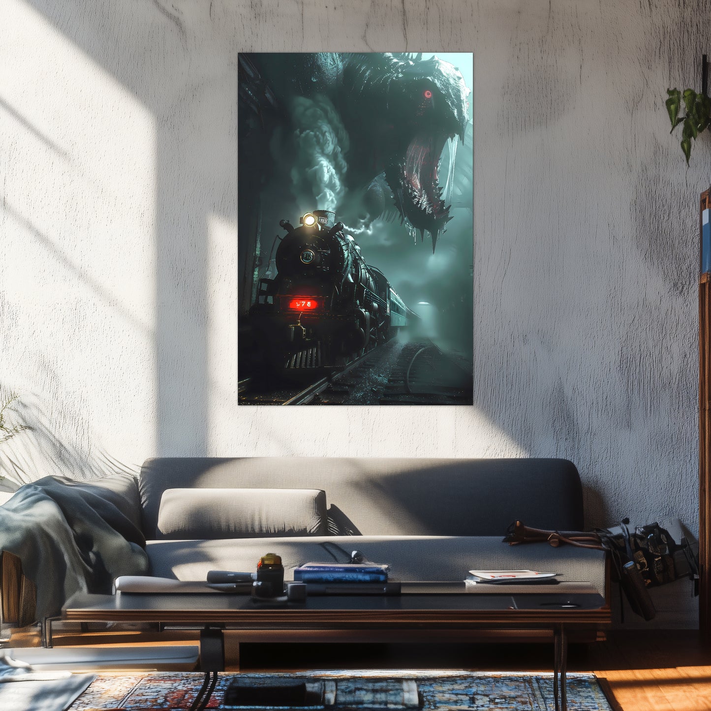 Fantasy Train Poster – Dragonbane Express | Awe-Inspiring Wall Art for Sci-Fi & Fantasy Train Enthusiasts | Unique and Exclusive Artwork