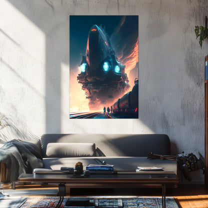 Cyberpunk Train Poster – Hyperion Elysian Metrocore | Awe-Inspiring Wall Art for Sci-Fi & Fantasy Train Enthusiasts | Unique and Exclusive Artwork