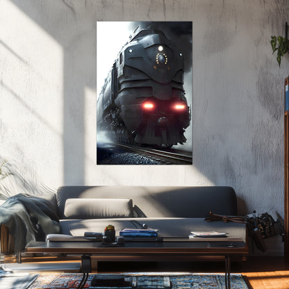 Dystopia Train Poster – Grimbringer Thunderclad | Awe-Inspiring Wall Art for Sci-Fi & Fantasy Train Enthusiasts | Unique and Exclusive Artwork