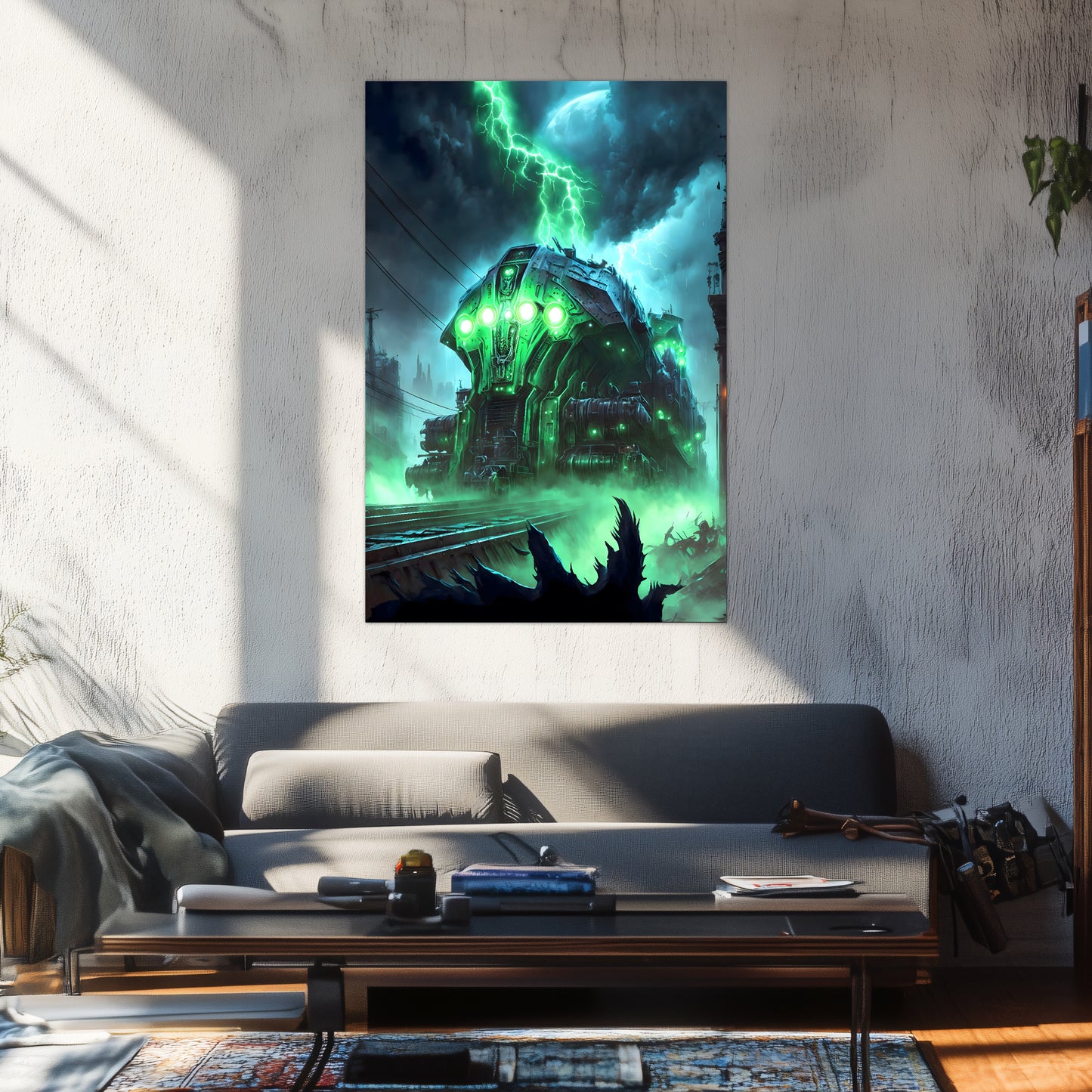 Zombie Train Poster – The Warp Architect | Awe-Inspiring Wall Art for Sci-Fi & Fantasy Train Enthusiasts | Unique and Exclusive Artwork