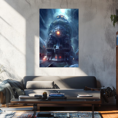 Post-Apocalyptic Train Poster – Winterborn Thunderheart | Awe-Inspiring Wall Art for Sci-Fi & Fantasy Train Enthusiasts | Unique and Exclusive Artwork