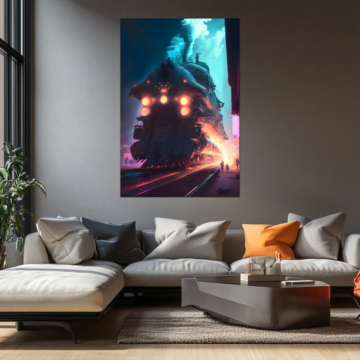 Cyberpunk Train Poster – Chromeshell Nightcrawler | Awe-Inspiring Wall Art for Sci-Fi & Fantasy Train Enthusiasts | Unique and Exclusive Artwork