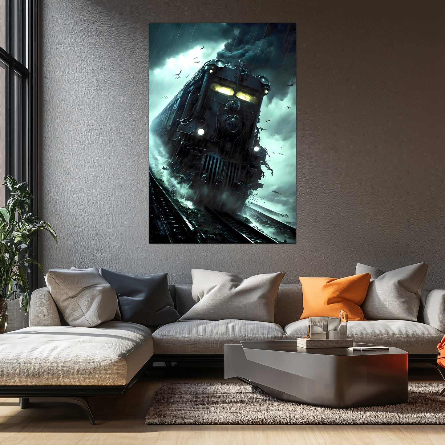 Zombie Train Poster – The Grim Hauler | Awe-Inspiring Wall Art for Sci-Fi & Fantasy Train Enthusiasts | Unique and Exclusive Artwork