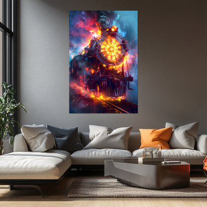 Steampunk Train Poster – Eternal Engine | Awe-Inspiring Wall Art for Sci-Fi & Fantasy Train Enthusiasts | Unique and Exclusive Artwork