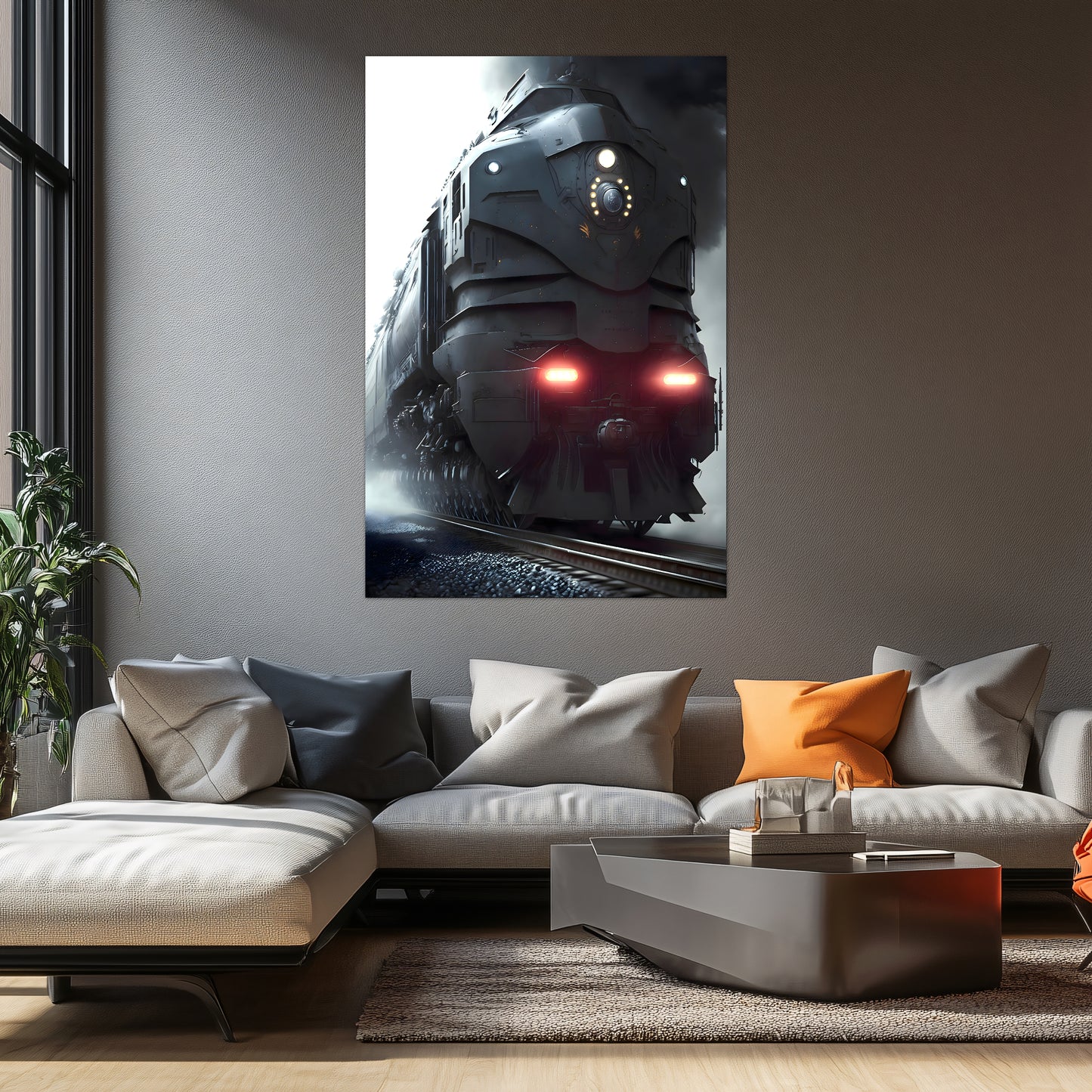 Dystopia Train Poster – Grimbringer Thunderclad | Awe-Inspiring Wall Art for Sci-Fi & Fantasy Train Enthusiasts | Unique and Exclusive Artwork