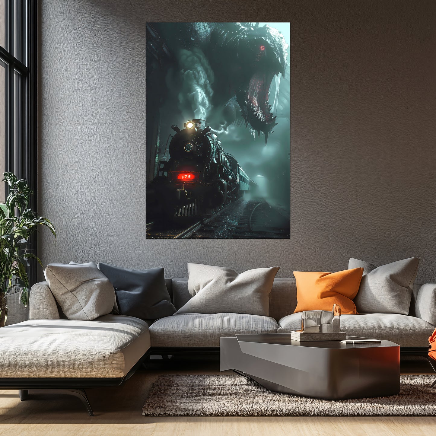 Fantasy Train Poster – Dragonbane Express | Awe-Inspiring Wall Art for Sci-Fi & Fantasy Train Enthusiasts | Unique and Exclusive Artwork