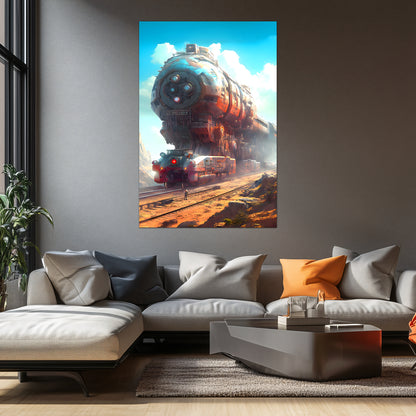 Post-Apocalyptic Train Poster – Arcanum Carrier | Awe-Inspiring Wall Art for Sci-Fi & Fantasy Train Enthusiasts | Unique and Exclusive Artwork
