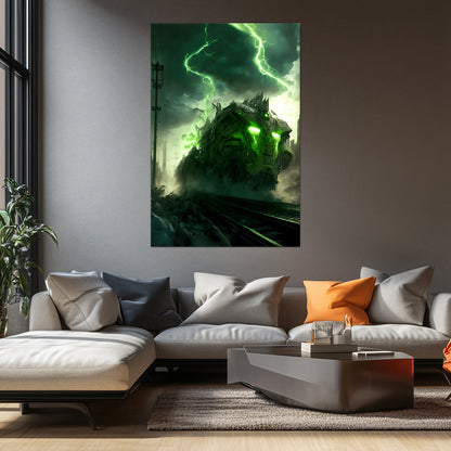 Zombie Train Poster – Wraithstorm Oppressor | Awe-Inspiring Wall Art for Sci-Fi & Fantasy Train Enthusiasts | Unique and Exclusive Artwork